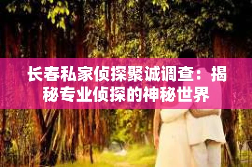 长春私家侦探聚诚调查：揭秘专业侦探的神秘世界