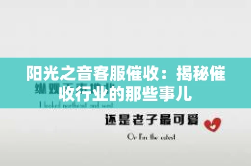 阳光之音客服催收：揭秘催收行业的那些事儿