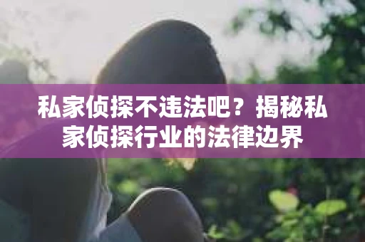 私家侦探不违法吧？揭秘私家侦探行业的法律边界